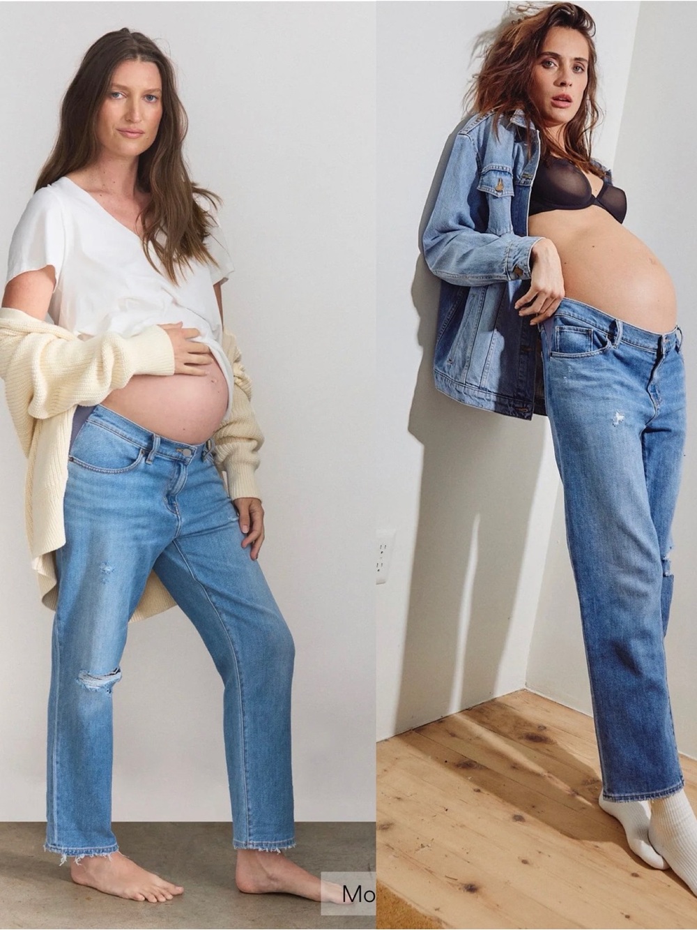 The Heritage Boyfriend Maternity Jean in Destroyed Light Wash Size 30